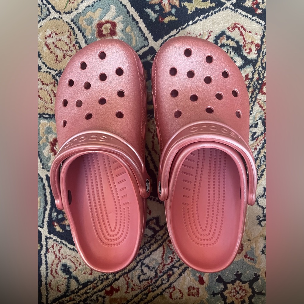 COPY - Pink metallic women’s crocs worn once